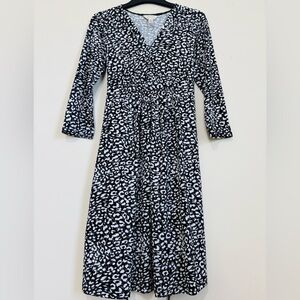 Ma Cherie Maternity Black White V-neck 3/4 Long Sleeve Pull Over Midi Dress S